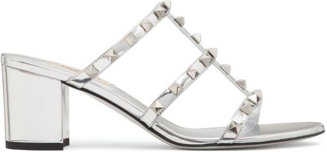 Valentino Garavani Rockstud 60mm leather sandals Silver