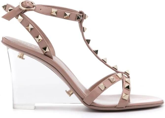 Valentino Garavani Rockstud 98mm wedge sandals Pink