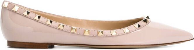 Valentino Garavani Rockstud patent leather ballerina shoes Pink - Picture 2