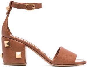 Valentino Garavani Rockstud block-heel sandals Brown