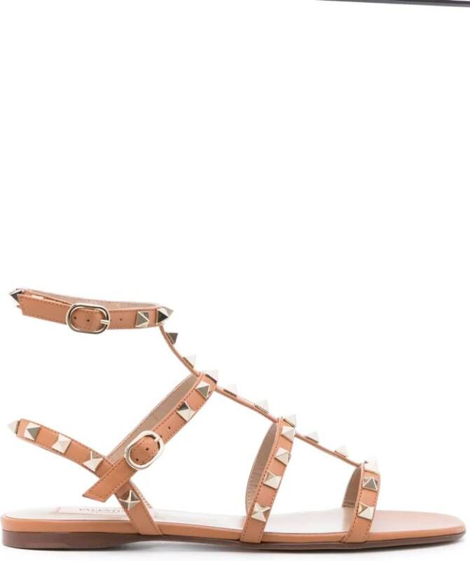 Valentino Garavani Rockstud cage-design sandals Brown