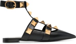 Valentino Garavani Roman Stud pointed-toe ballerina shoes Black
