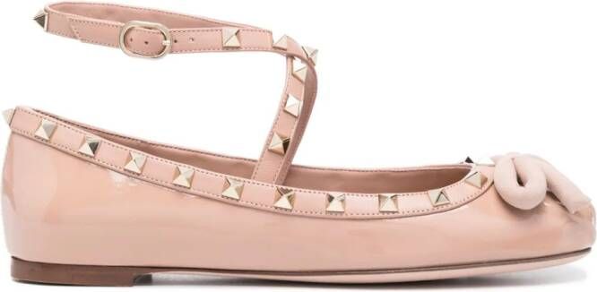 Valentino Garavani Rockstud-embellished ballerina shoes Pink
