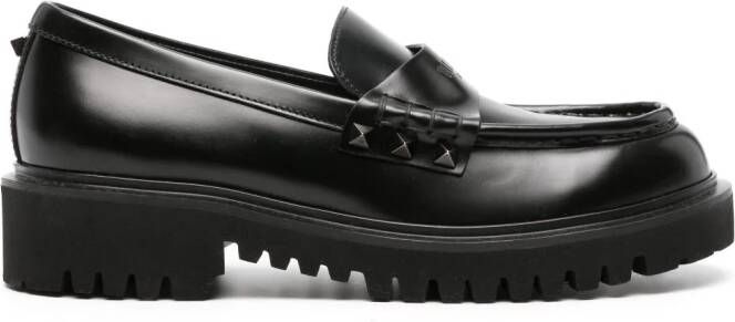 Valentino Garavani Rockstud-embellished leather loafers Black