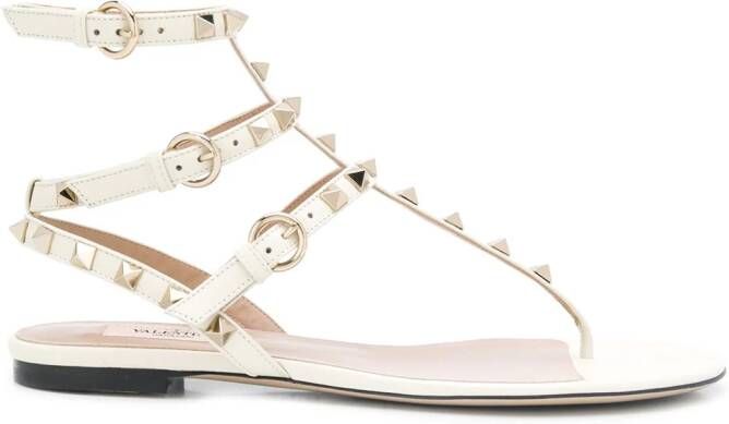 Valentino Garavani Rockstud flat sandals Neutrals