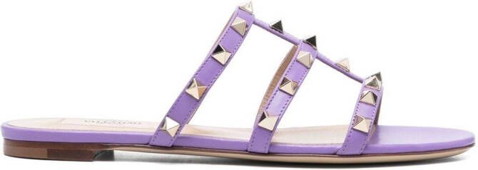 Valentino Garavani Rockstud flat sandals Purple