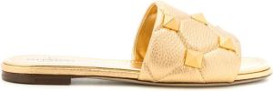 Valentino Garavani Rockstud metallic-effect sandals Gold