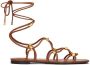 Valentino Garavani Rockstud Net lace-up sandals Brown - Thumbnail 1