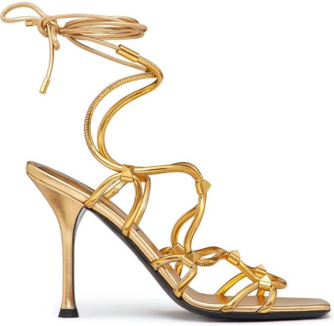 Valentino Garavani Rockstud Net lace-up sandals Gold