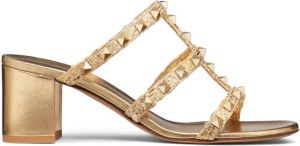 Valentino Garavani Rockstud raffia 60mm slide sandals Gold