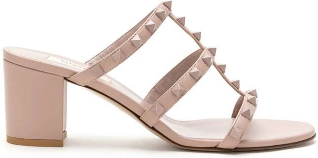 Valentino Garavani Rockstud strappy block-heel sandals Pink