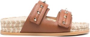 Valentino Garavani Rockstud woven-raffia sandals Brown