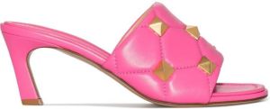 Valentino Garavani Roman Stud 65mm leather mules Pink