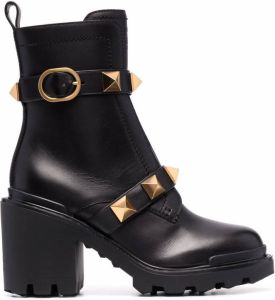 Valentino Garavani Roman Stud buckled ankle boots Black