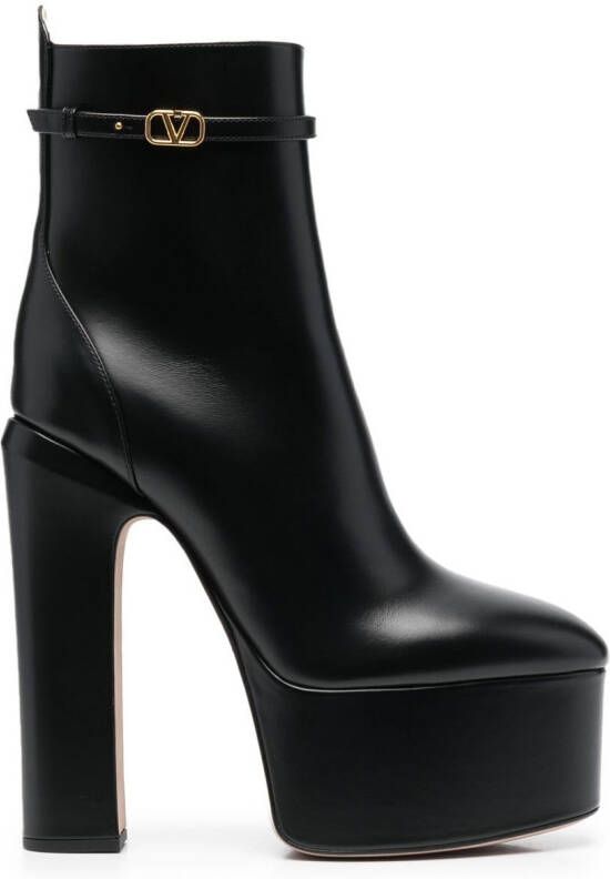 Valentino Garavani Tan-Go leather platform boots Black