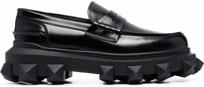 Valentino Garavani Trackstud leather loafers Black