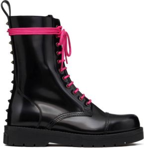 Valentino Garavani Untitled leather combat boots Black