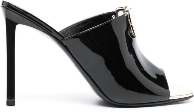 Valentino Garavani VLogo 100mm patent finish mules Black