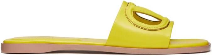 Valentino Garavani VLogo cut-out leather slides Yellow