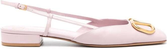 Valentino Garavani VLogo leather slingback ballerina shoes Pink