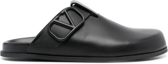 Valentino Garavani VLogo leather tonal slippers Black