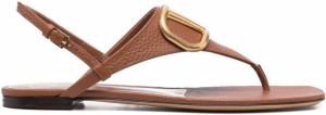 Valentino Garavani Vlogo-plaque flat sandals Brown