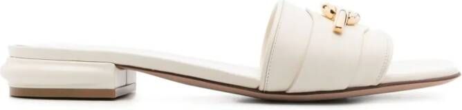 Valentino Garavani Vlogo-plaque slip-on sandals White