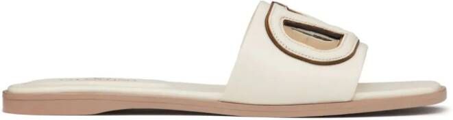 Valentino Garavani VLogo Signature flat leather sandals White