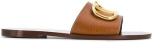 Valentino Garavani VLogo-plaque slide sandals Brown