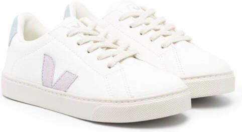 VEJA Kids logo-patch leather sneakers White