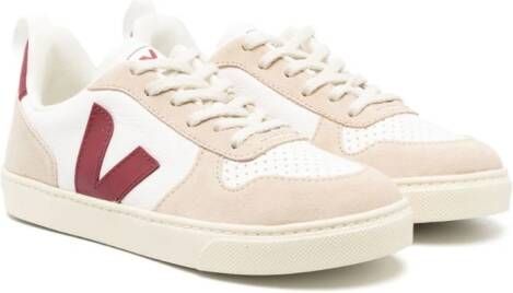 VEJA Kids logo-patch low-top leather sneakers Neutrals