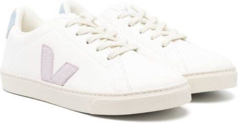 VEJA Kids logo-patch low-top leather sneakers White
