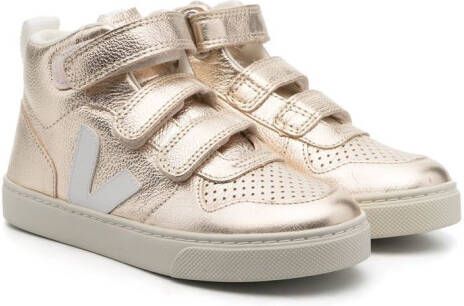 VEJA Kids metallic high-top sneakers Yellow