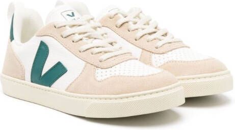 VEJA Kids V-10 faux-leather low-top sneakers Neutrals