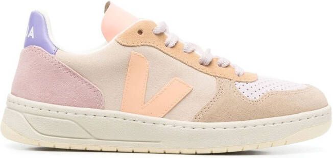 VEJA V-10 panelled low-top sneakers Neutrals