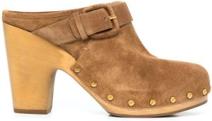 Veronica Beard Dacey buckle-detail leather clogs Brown