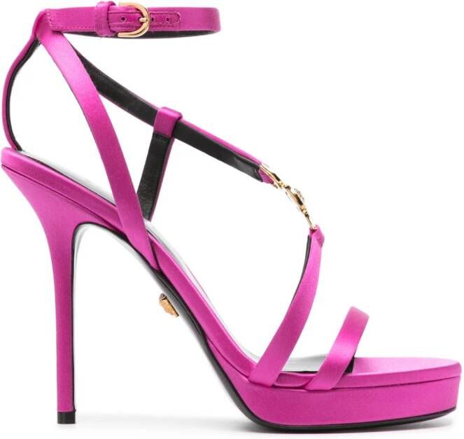 Versace 110mm Medusa satin sandals Pink