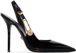 Versace 110mm safety-pin leather pumps Black