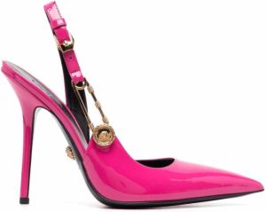 Versace 110mm safety-pin leather pumps Pink