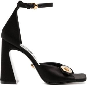 Versace 110mm silk block heel sandals Black