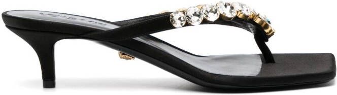 Versace 55mm crystal-embellished thong mules Black