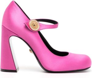 Versace 80mm silk logo plaque pumps Pink