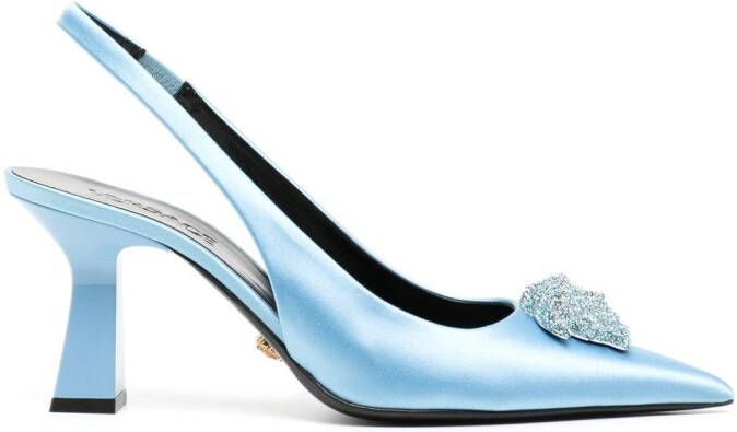 Versace 80mm slingback crystal embellished pumps Blue
