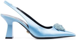 Versace 80mm slingback crystal embellished pumps Blue