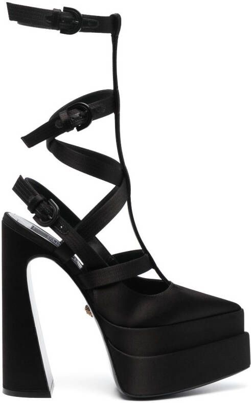 Versace Aevitas Pointy 175mm cage platform pumps Black