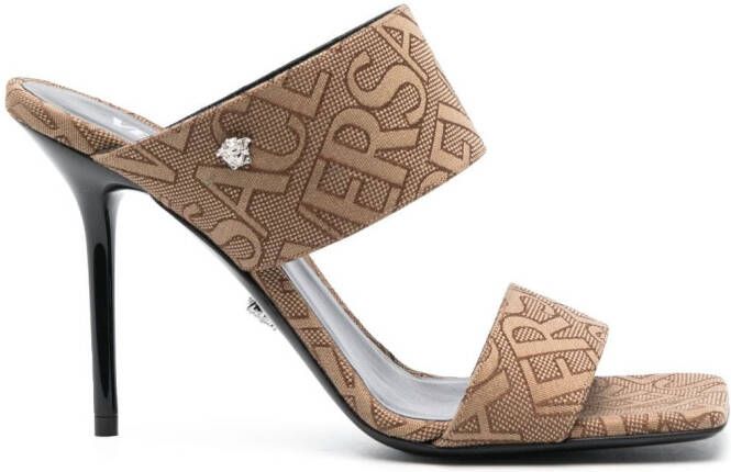 Versace Allover 95mm jacquard mules Brown