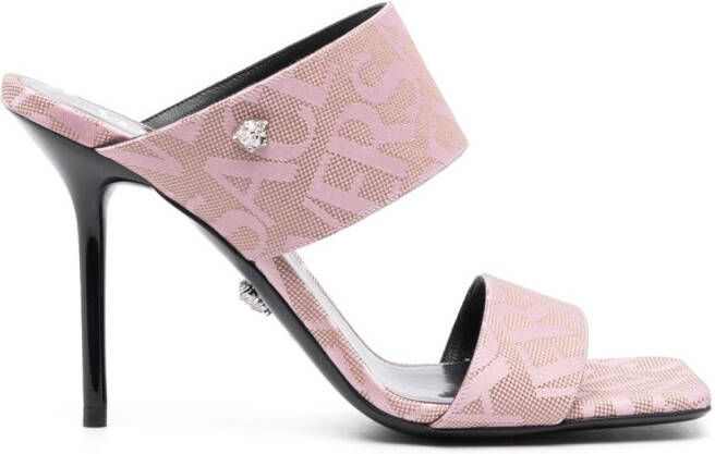 Versace Allover 95mm jacquard mules Pink
