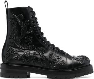 Versace appliqué floral ankle boots Black