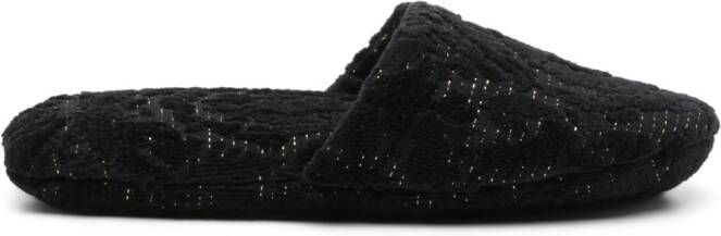 Versace Barocco cotton blend slippers Black