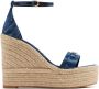 Versace Barocco denim wedge sandals Blue - Thumbnail 1